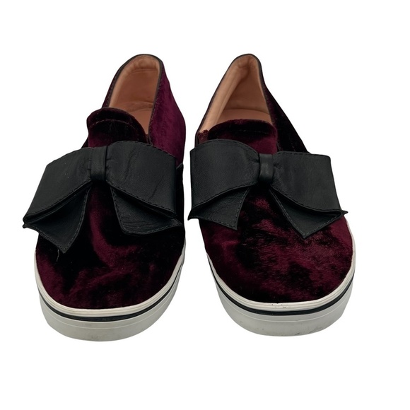 Kate Spade Delise Wine Velvet Flats With Faux Leather Bow Size 8 - Picture 3 of 9